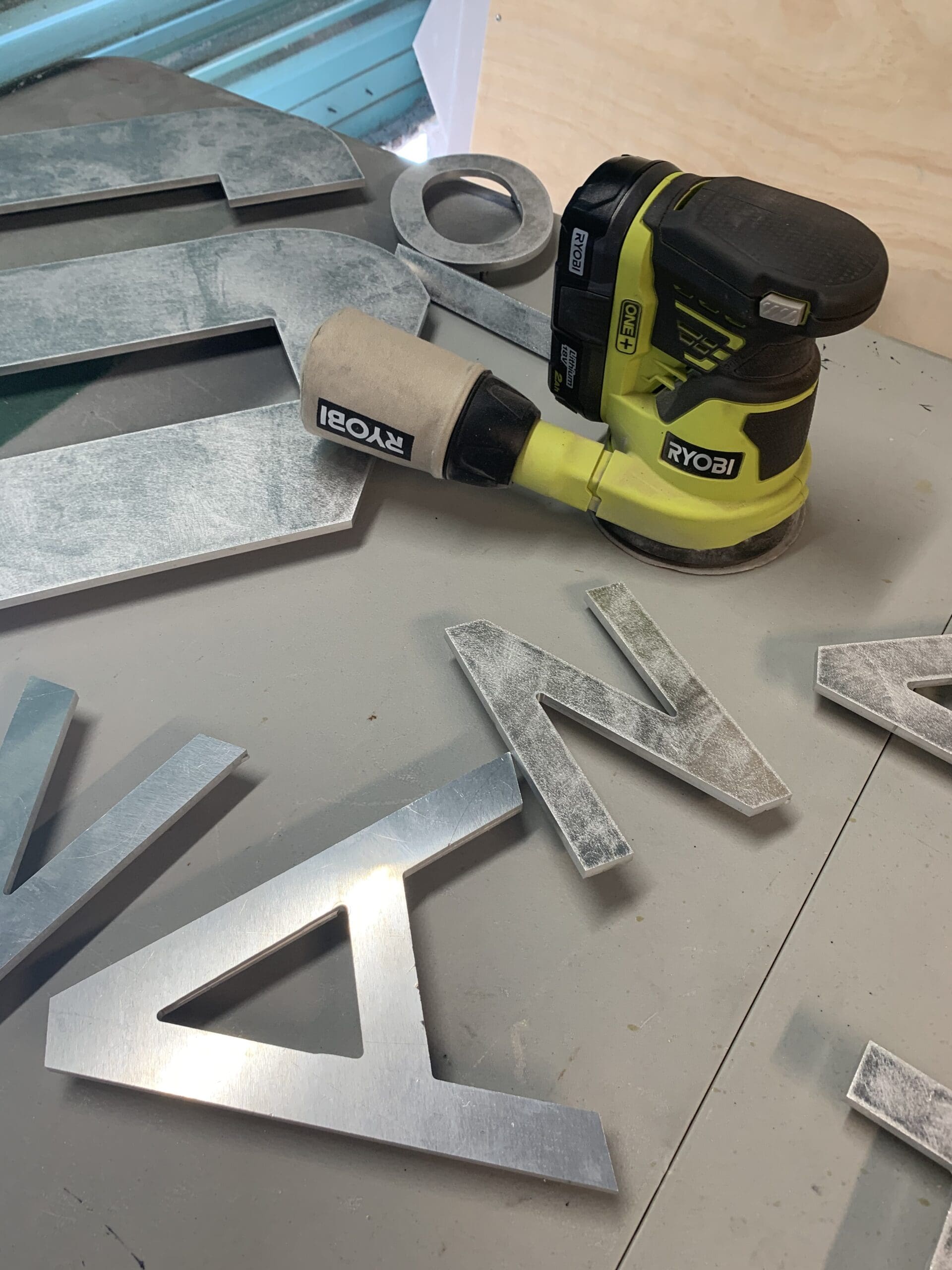 orbital sanded aluminum signs scaled